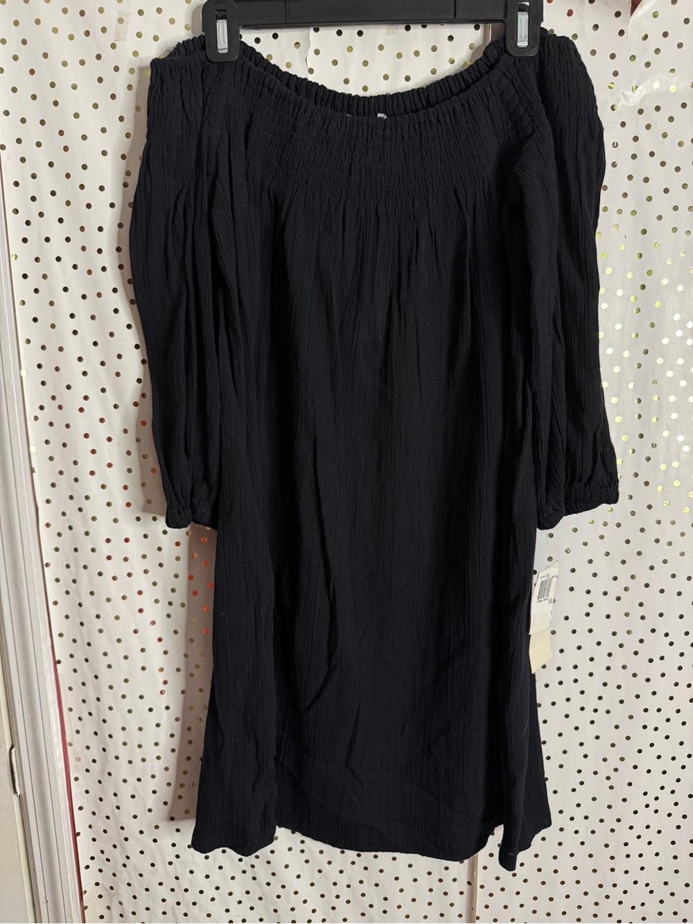 French Connection Black Off-Shoulder Long Sleeve Dress NWT